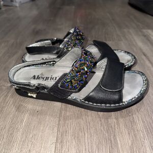 Alegria Verona  Ver-649 Slingback Sandals Black Beaded Womens EUR 38 / US 7.5